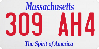 MA license plate 309AH4