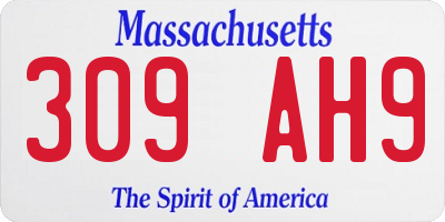 MA license plate 309AH9