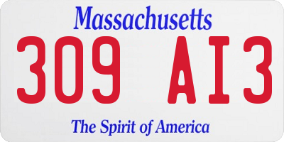 MA license plate 309AI3