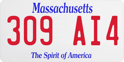 MA license plate 309AI4