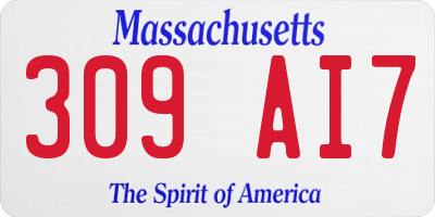 MA license plate 309AI7