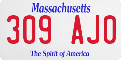 MA license plate 309AJ0