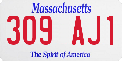 MA license plate 309AJ1