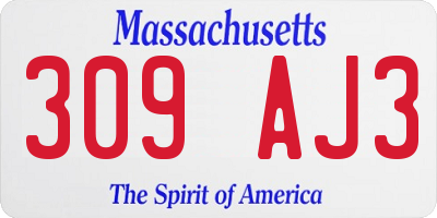 MA license plate 309AJ3
