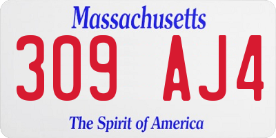MA license plate 309AJ4