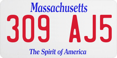 MA license plate 309AJ5