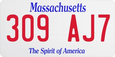 MA license plate 309AJ7
