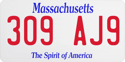 MA license plate 309AJ9