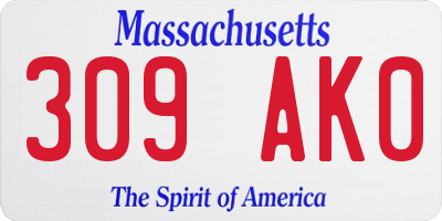 MA license plate 309AK0