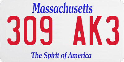 MA license plate 309AK3