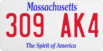 MA license plate 309AK4