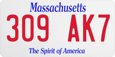 MA license plate 309AK7