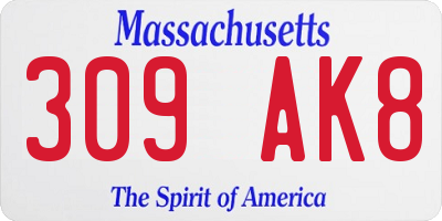 MA license plate 309AK8