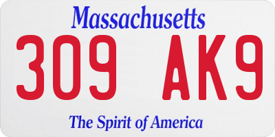MA license plate 309AK9