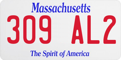 MA license plate 309AL2