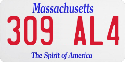 MA license plate 309AL4