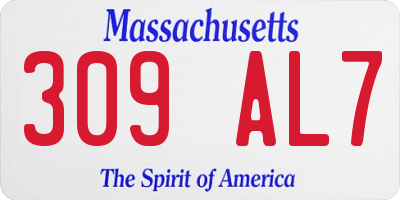 MA license plate 309AL7
