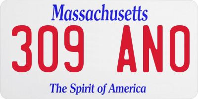 MA license plate 309AN0