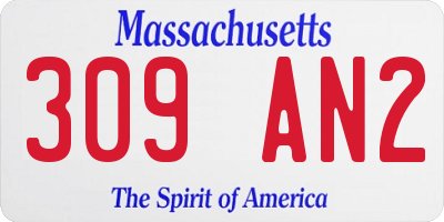 MA license plate 309AN2