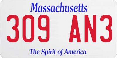 MA license plate 309AN3
