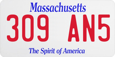MA license plate 309AN5
