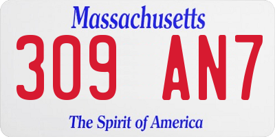 MA license plate 309AN7