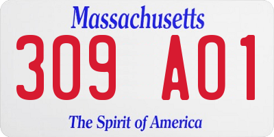 MA license plate 309AO1