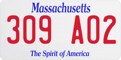 MA license plate 309AO2