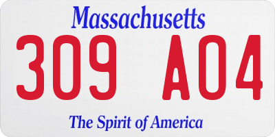 MA license plate 309AO4