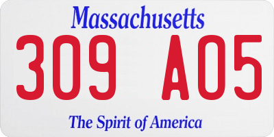 MA license plate 309AO5