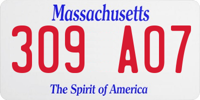 MA license plate 309AO7