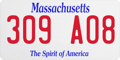 MA license plate 309AO8