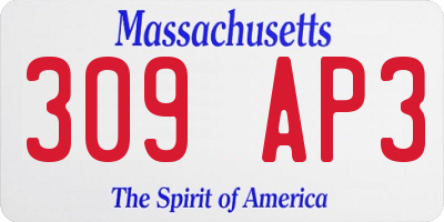 MA license plate 309AP3