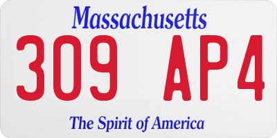MA license plate 309AP4