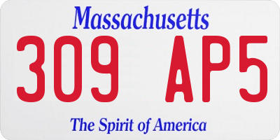 MA license plate 309AP5