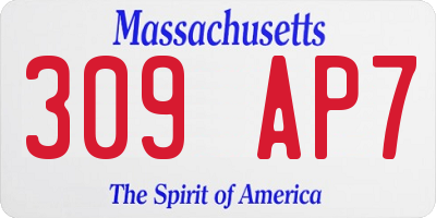 MA license plate 309AP7