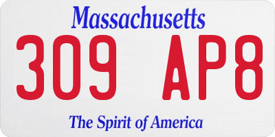 MA license plate 309AP8
