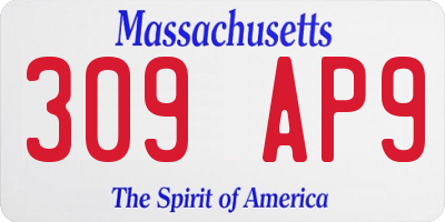 MA license plate 309AP9