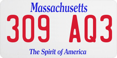 MA license plate 309AQ3
