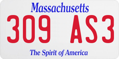 MA license plate 309AS3