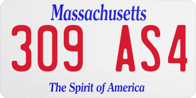 MA license plate 309AS4