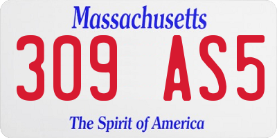 MA license plate 309AS5