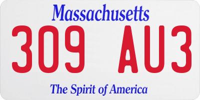 MA license plate 309AU3