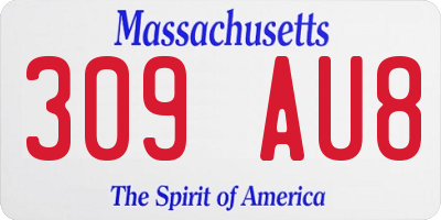 MA license plate 309AU8