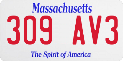 MA license plate 309AV3