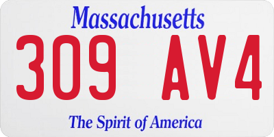 MA license plate 309AV4