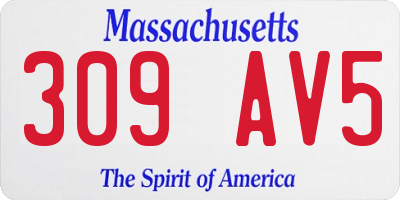 MA license plate 309AV5