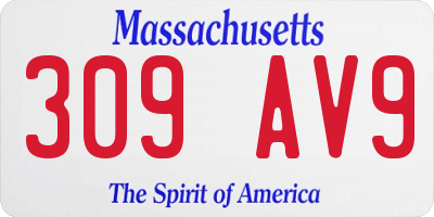MA license plate 309AV9