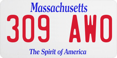 MA license plate 309AW0