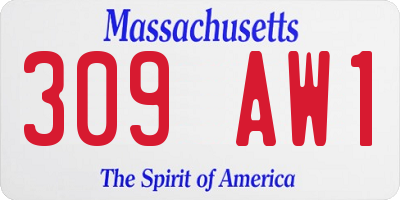 MA license plate 309AW1